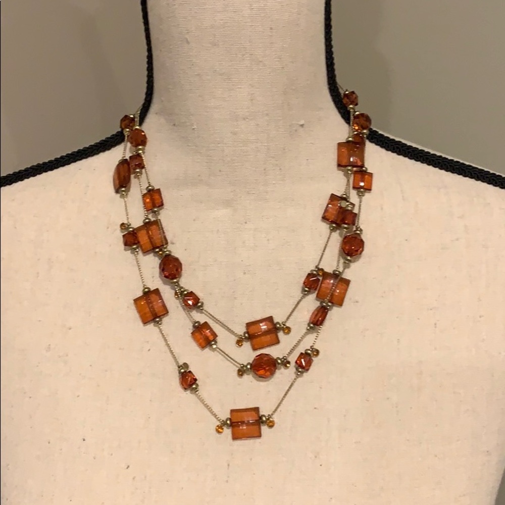 Amber three tier necklace